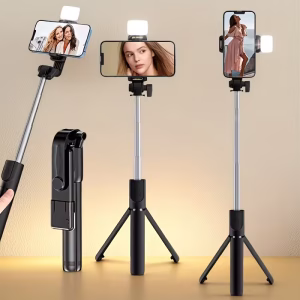 Three-in-one LED light mobile phone selfie stick tripod